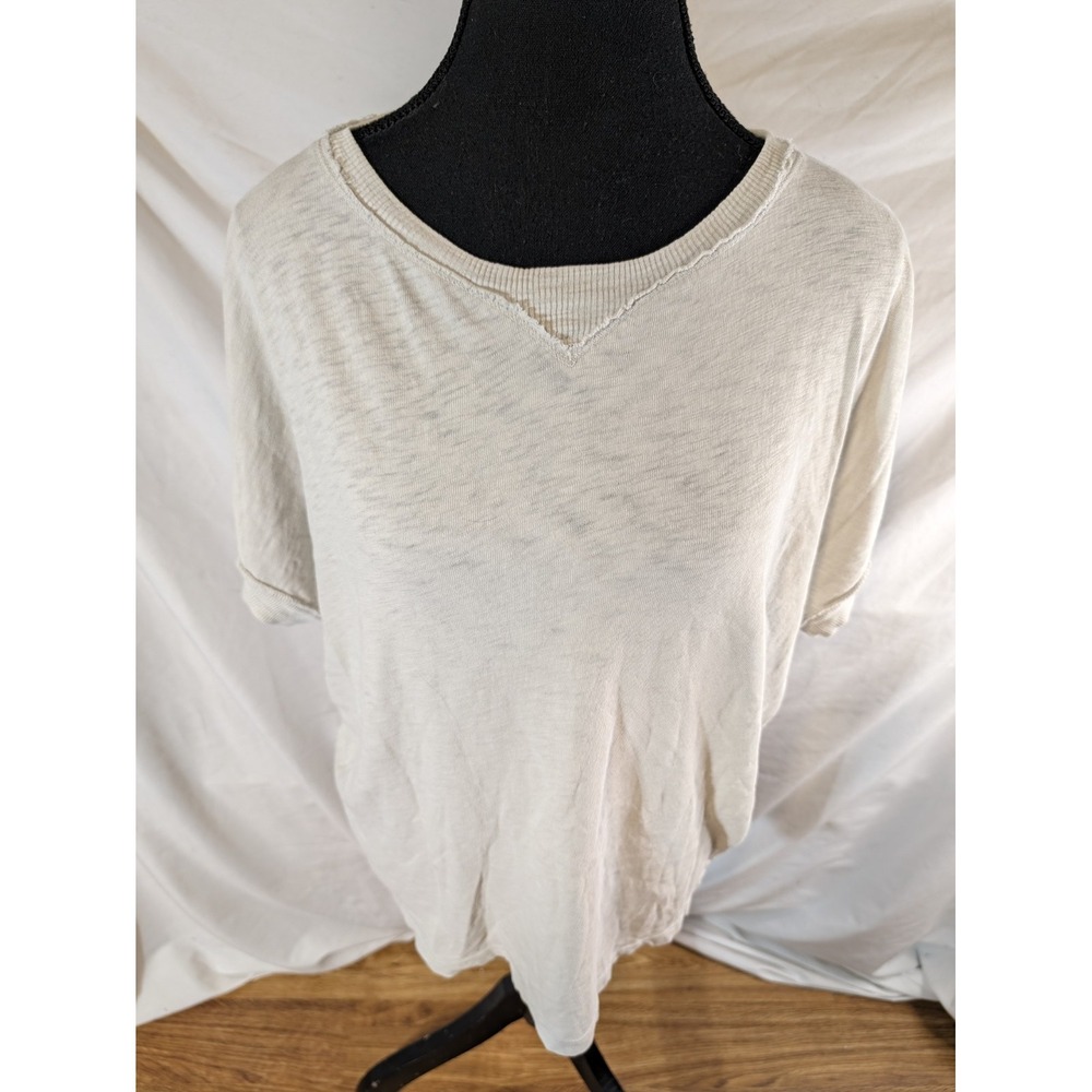 Hello Nite 100% Cotton Cream Short Sleeve Lounge Shirt Size XL
